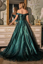 CD J822 - Off the Shoulder Shimmering Organza Ball Gown with Gathered Bodice & Sweetheart Neck PROM GOWN Cinderella Divine   