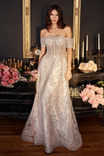 CD J835 - Off the Shoulder Glitter Print A-Line Prom Gown with Sheer Boned Bodice PROM GOWN Cinderella Divine   