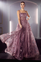 CD J840 - Glitter Print A-Line Prom Gown with Sheer Boned Straight Neckline Bodice PROM GOWN Cinderella Divine 6 MAUVE 