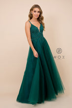 N R357 - A-line Prom Gown with Beaded Lace Embroidered V-Neck Bodice & Layered Tulle Skirt PROM GOWN Nox   