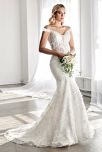 CD TY01 - Mermaid Wedding Gown with Floral Applique & Off the Shoulder Straps Wedding Gown Cinderella Divine 4 OFF WHITE 