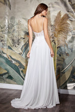CD TY11 - A-Line Wedding Gown with Sheer Lace Embellished V-Neck Bodice & Flowy Chiffon Skirt Wedding Gown Cinderella Divine   