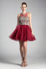 CD UJ0119 - Short A-Line Homecoming Dress with Lace Embroidered Top & Tulle Skirt Homecoming Cinderella Divine XS BURGUNDY 