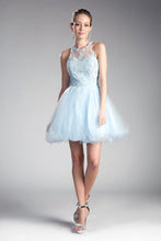 CD UJ0119 - Short A-Line Homecoming Dress with Lace Embroidered Top & Tulle Skirt Homecoming Cinderella Divine XS ICE BLUE 