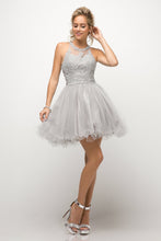 CD UJ0119 - Short A-Line Homecoming Dress with Lace Embroidered Top & Tulle Skirt Homecoming Cinderella Divine XS SILVER 